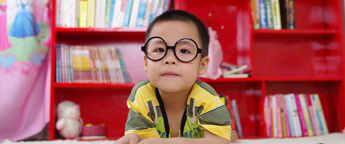 Little boy wearing glasses